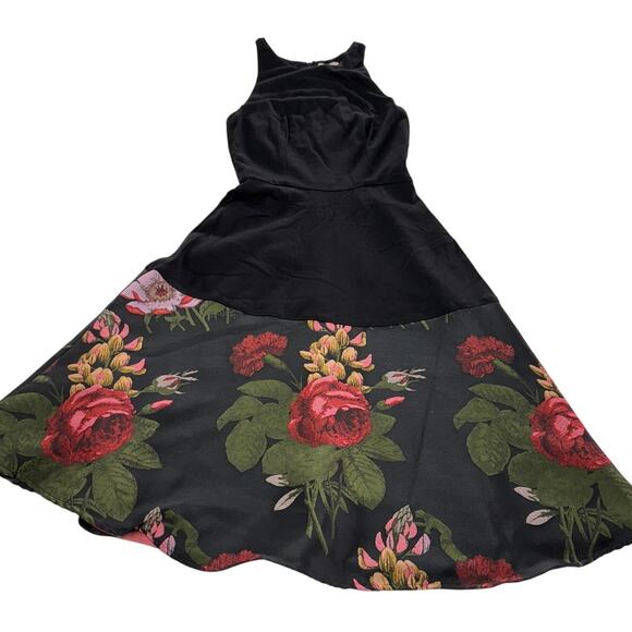 Hutch Dress Womens XS Black Floral‎ Claire Fit And Flare Tank Cocktail Party